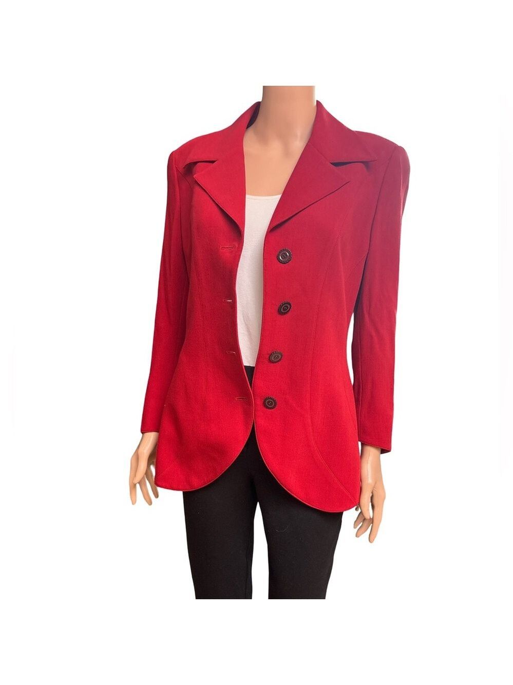 Karl Lagerfeld Newman Marcus Red Women's Button Up Wool Blazer Size 42 (size 10)